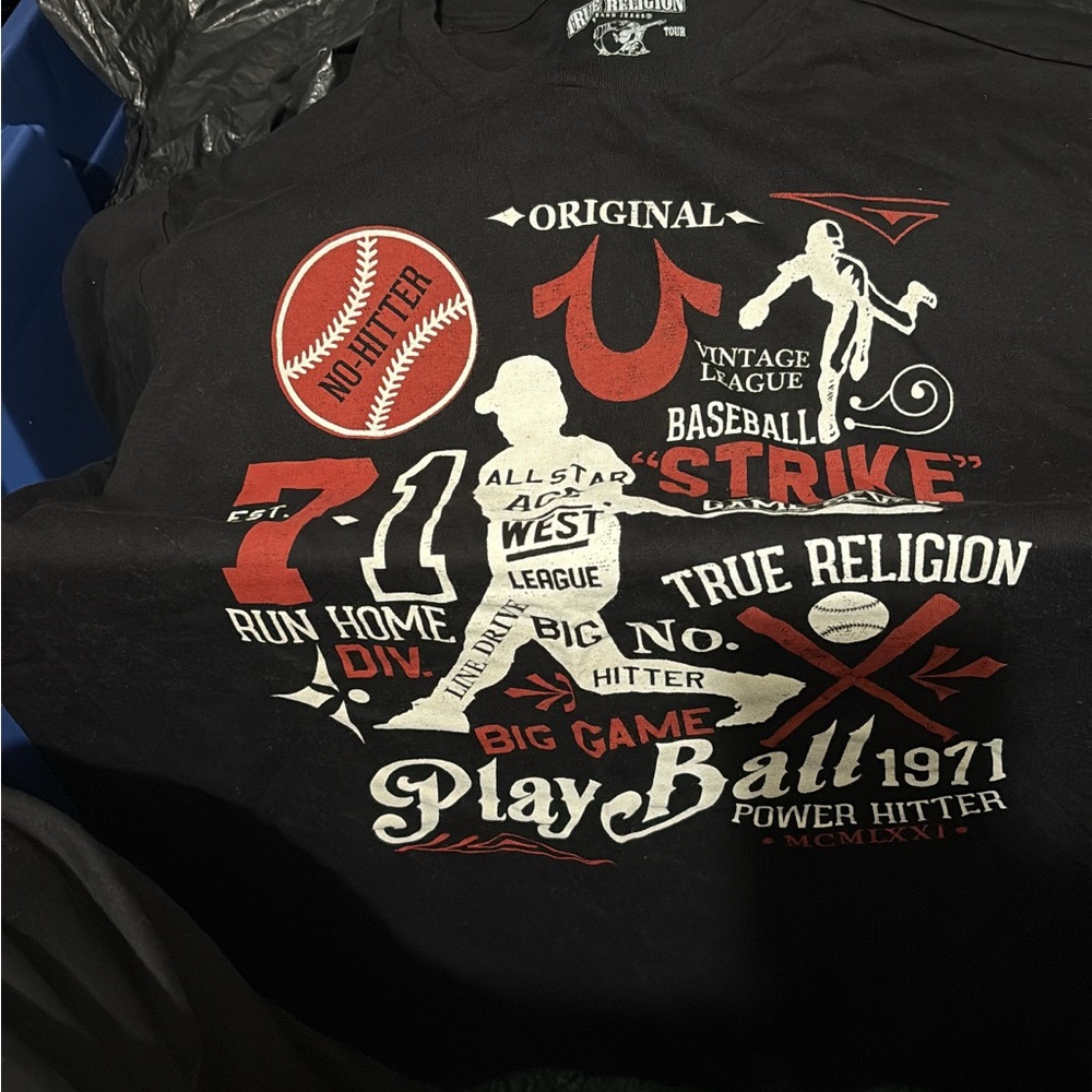 True Religion Black Baseball Graphic T-Shirt